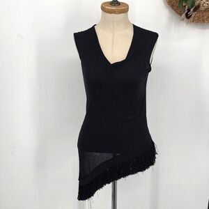 Derek Lam 10 Crosby V-Neck‎ Sleeveless Knit Tunic Tank Top Black S